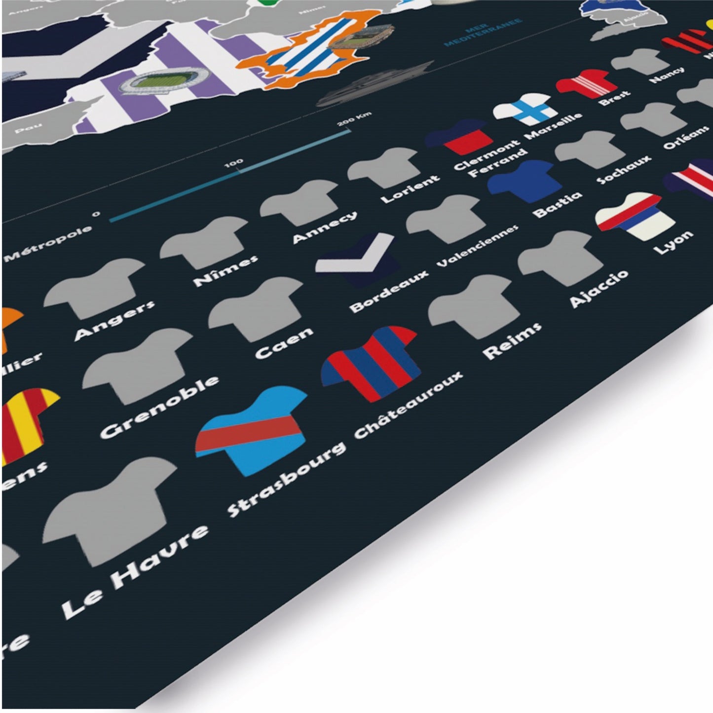 La Carte à gratter des stades de football en France