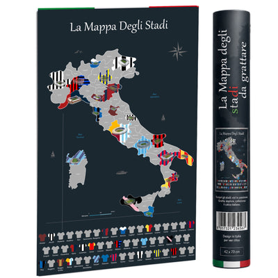 La Carte à gratter des stades de football en Italie - Idée cadeau pour fan de foot