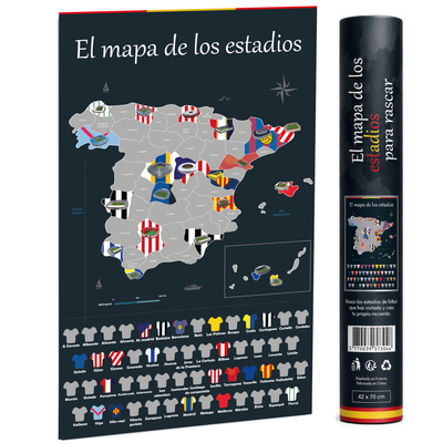La Carte à gratter des stades de football en Espagne - Idée cadeau pour fan de foot
