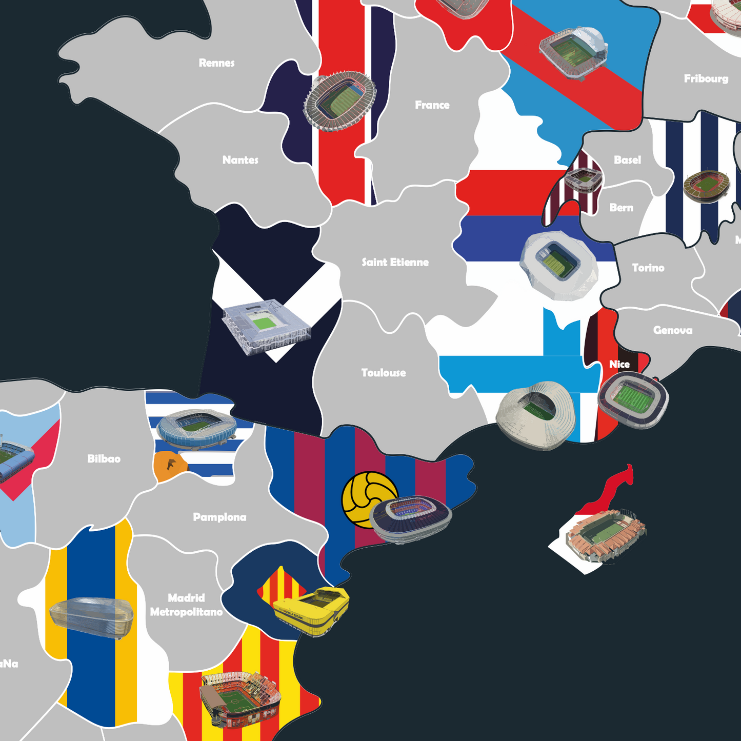 La Carte à gratter des stades de football en Europe - Idée cadeau pour fan de foot