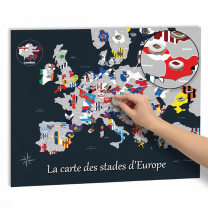 La Carte à gratter des stades de football en Europe - Idée cadeau pour fan de foot