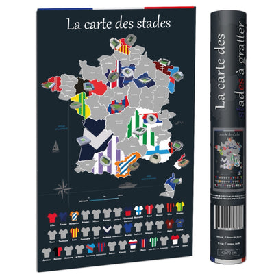 La Carte à gratter des stades de football en France - Idée cadeau pour fan de foot