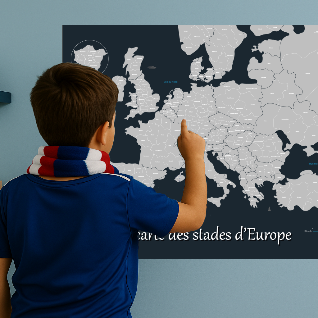 La Carte à gratter des stades de football en Europe - Idée cadeau pour fan de foot